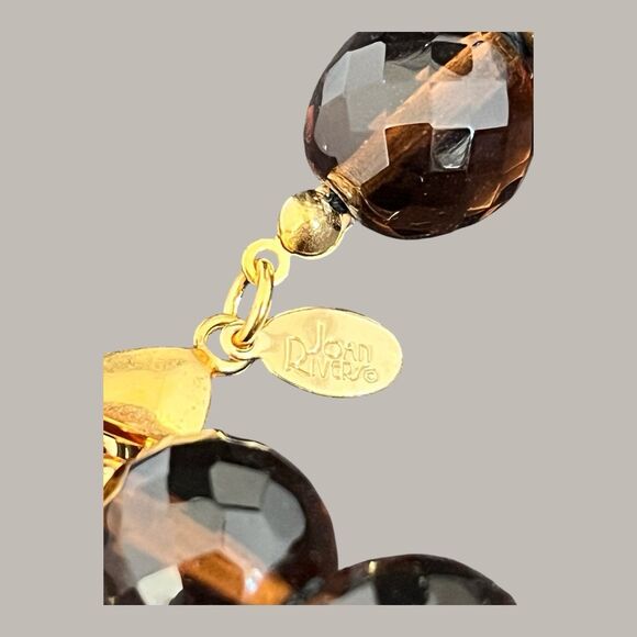 Vintage Joan Rivers Necklace Brown Faceted Czech Glass Beads 10W - Picture 2 of 4